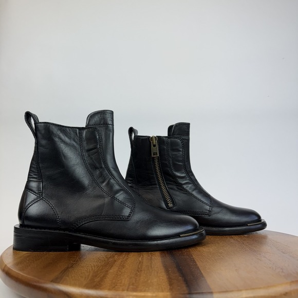 New Womens Zadig & Voltaire Laureen Black Leather Casual Booties Size EU 38 NWOB